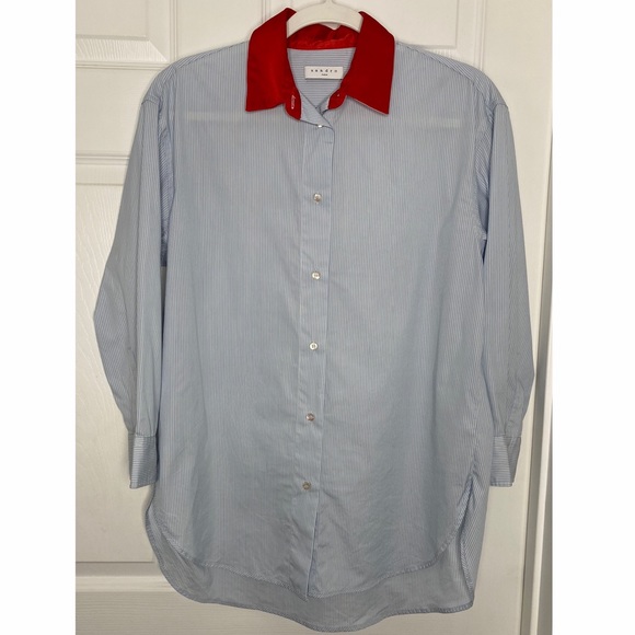 Sandro Paris Stripped Button Up Shirt Top Sz S - Picture 9 of 12